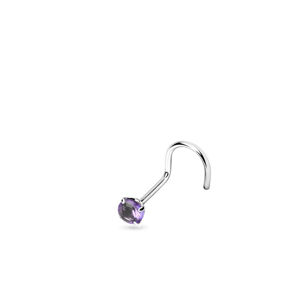 Skruvbar näspiercing i 925 sterling silver med 3 mm Tanzanite CZ