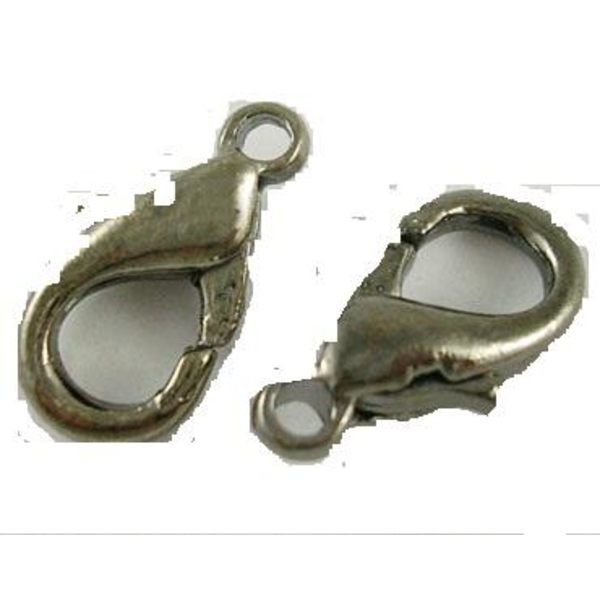 25 St.  10 mm. långa lobsterlås (5 färg val) Silverpläterade lås