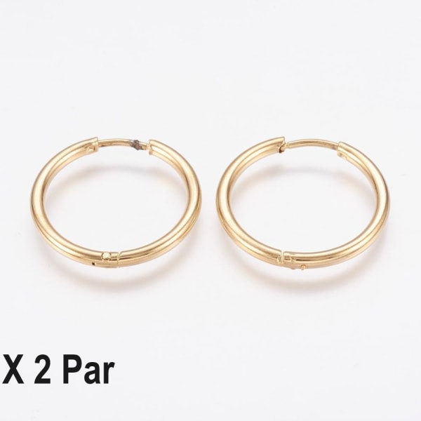 Merknad 2 Par 20 mm Hoops øredobber i gullbelagt 316L stål Gold