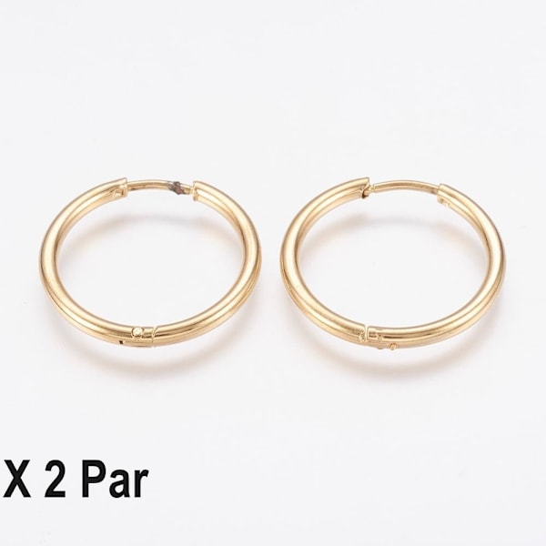 Obs 2 Par 20 mm Hoops örhängen i Guldpläterad 316L  stål Guld