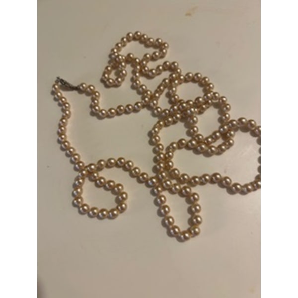 REA___Jablonex Vintage 120 cm. lång halsband med 6mm.  glaspärlor