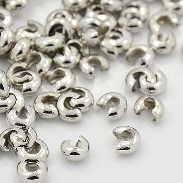 200 Nikkelfri Platinbelagte Dæksler til klemperler 3 mm. Platinum steel