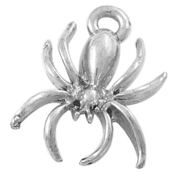 12 stk. Edderkopformede antikke forsølvede charms
