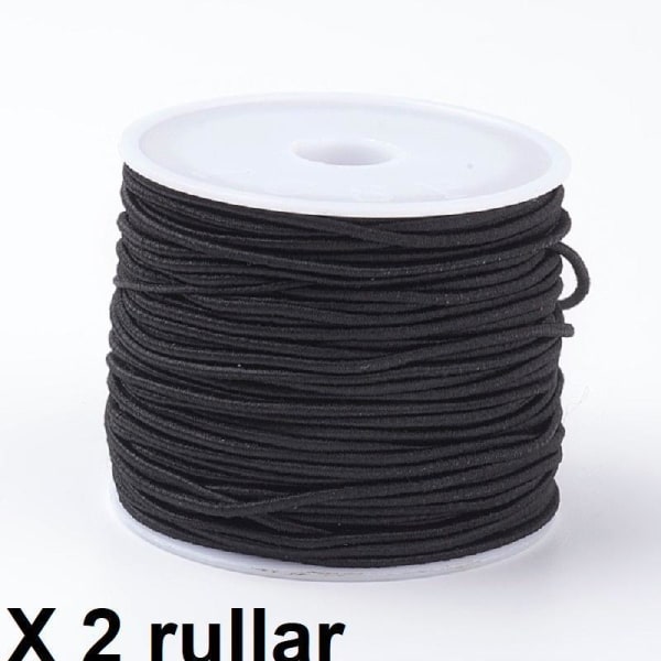 Note 2 Ruller med ca.: 24~26 mt. Sort elastisk tråd 0,8 mm.