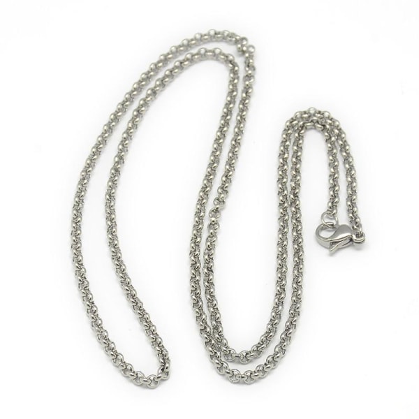 55 cm Trendig Unisex Rolo länk halsband  i 201 stål Titanium