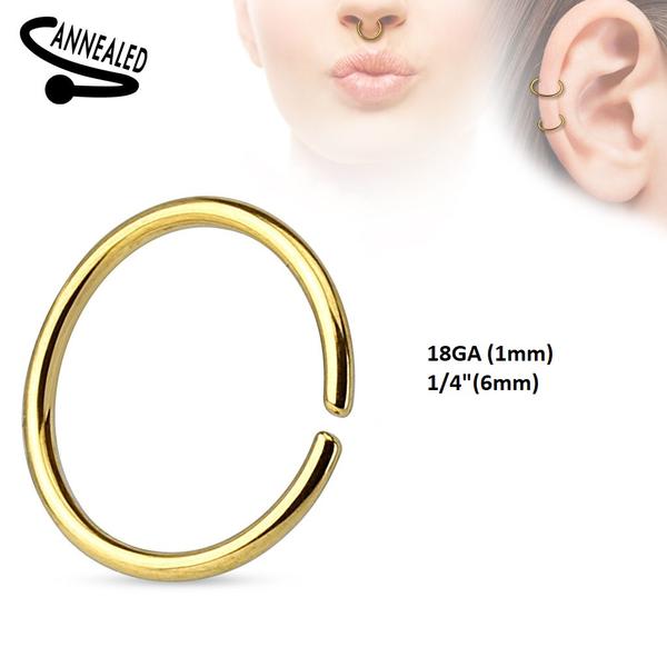 6 mm Guldpläterad Piercing ring i 316L Kirurgiskt stål 1 mm.