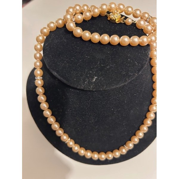 REA___Jablonex Vintage 80 cm. lång halsband med 10 mm. glaspärlor
