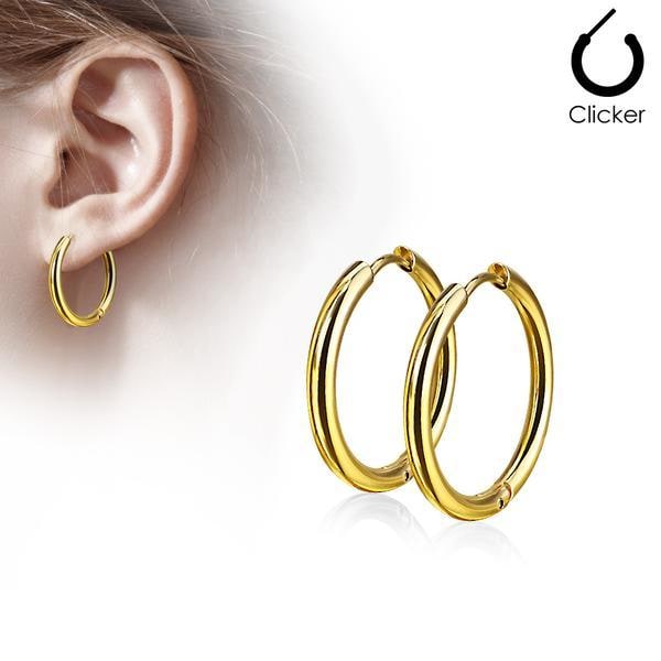 1 Par15 mm Hoops örhängen i Guldpläterad 316L kirurgiskt stål