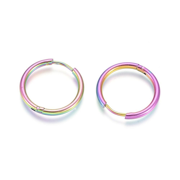 1Par 20 mm Hoops örhängen i Rainbowpläterad 316L kirurgiskt stål