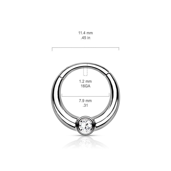 8 mm Segment Ring i IP 316L kirurgiskt stål med vit CZ 1 Stål