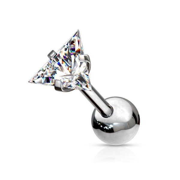 REA___Tragus/Cartilage Piercing med 4mm CZ i Titanium IP- stål