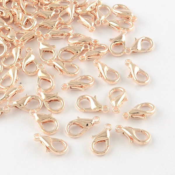 50 stk. 10 mm. hummerlås (5 fargevalg) Gold Guldpläterade