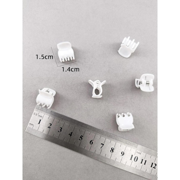 20 st. Mjolkvita Små Hårklämmor 14x15 mm