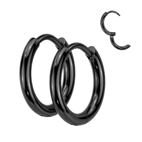 1 par 10 mm Hoops øredobber i svartbelagt 316L kirurgisk stål Black 845b |  Black | steel | Fyndiq