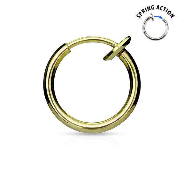 Guldfärgad Clip On Titanium pläterad ring för näsa