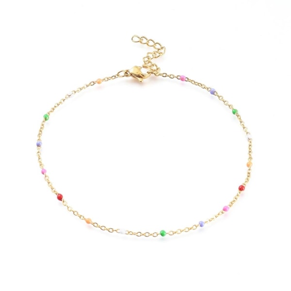 Vristlänk i Guldpläterad AISI 304 stål med emaljerade länkar MultiColor 9 multicolor