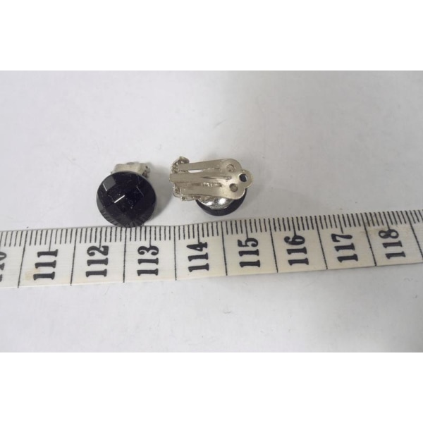 Vintage klips øredobber med svarte fasetterte krystaller Ø10mm