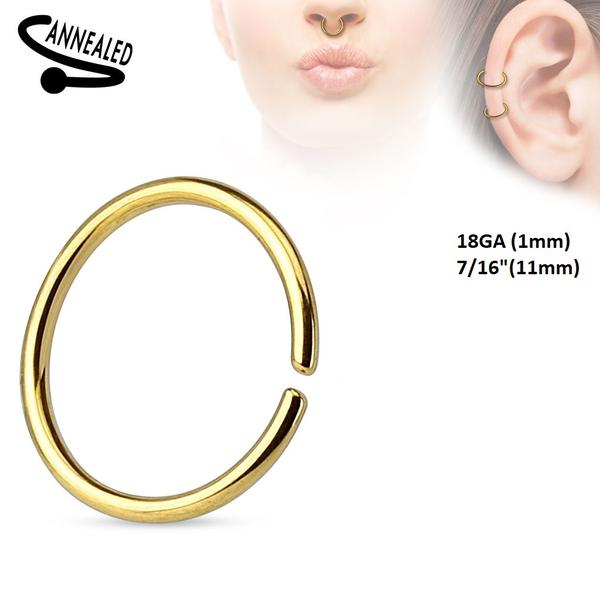 11 mm Guldpläterad Piercing ring i 316L Kirurgiskt stål 1 mm.