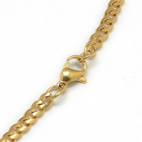 Pansarlänk kedja  i guldpläterad AISI 304 stål 55 cm X 4 mm bred Guld