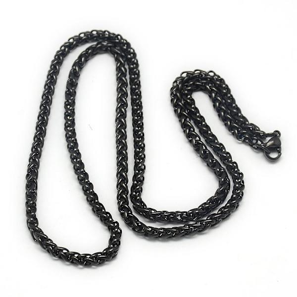 55 cm. Unisex Vete länk kedja i svart AISI 304 stål  , 3 mm Ø Black 2  svart(gunmetall)