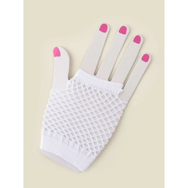 Hvide fingerløse elastiske meshhandsker