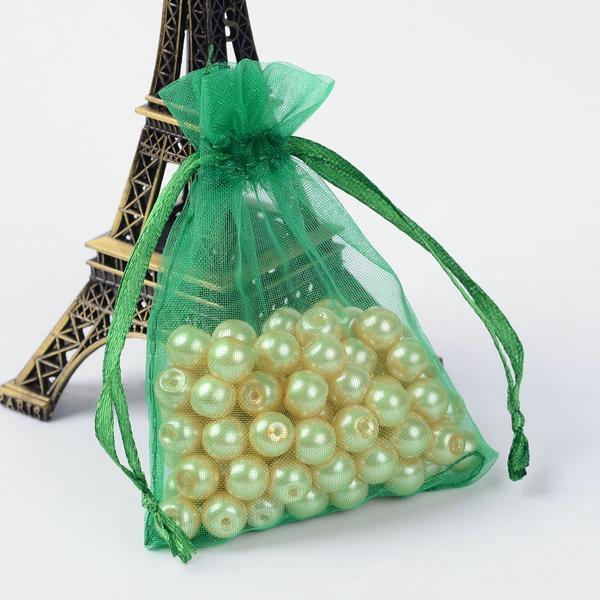 100 stk. Grønne Organza poser ca 7x9 cm..