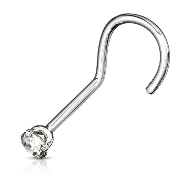 1 stk. Påskruet næsepiercing i 316L stål med 3 mm CZ (8 farvevalg) 6 Aquamarin