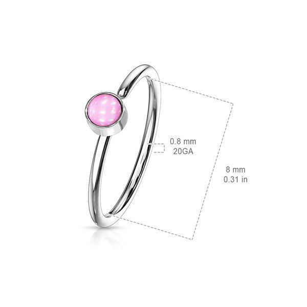 1Næsepiercing ring i 316 stål med "Glow in the dark" sten 7  Stål/Rosa