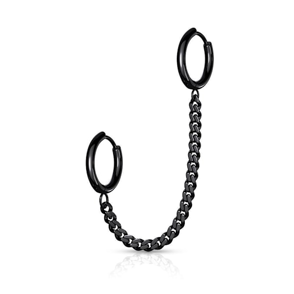 Tragus Linked kjede med Hoops øredobber i IP-316L kirurgisk stål 2 Svart