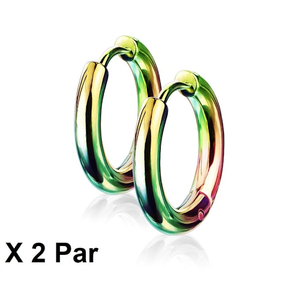 Obs 2 Par 15 mm Hoops örhängen i regnbågfärg 316L kirurg. stål
