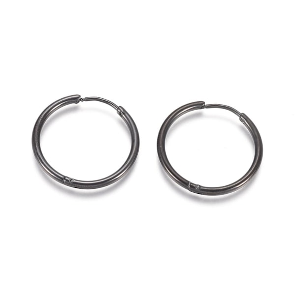1Par 25 mm Hoops örhängen i Svart 316L kirurgiskt stål Svart