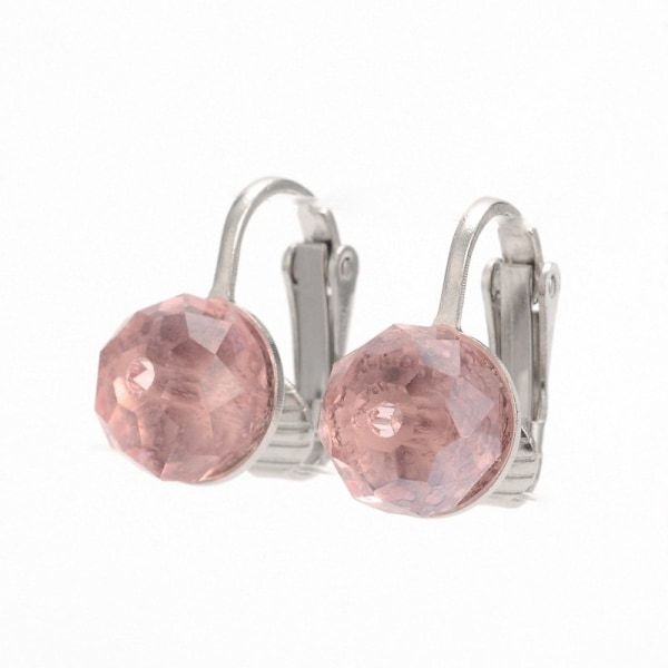 Clips örhängen med 10 mm  Rosa Fasett slipade 10mm.kristaller Blue