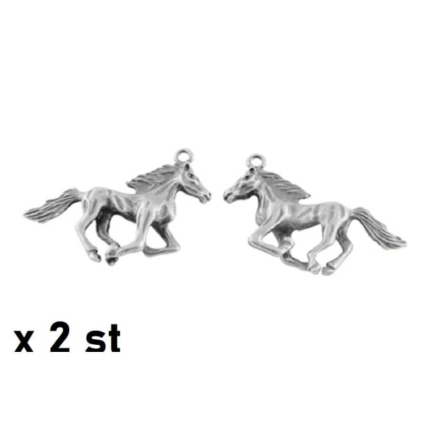 2 stk Nikkelfrie Hesteformede sølvbelagte charms