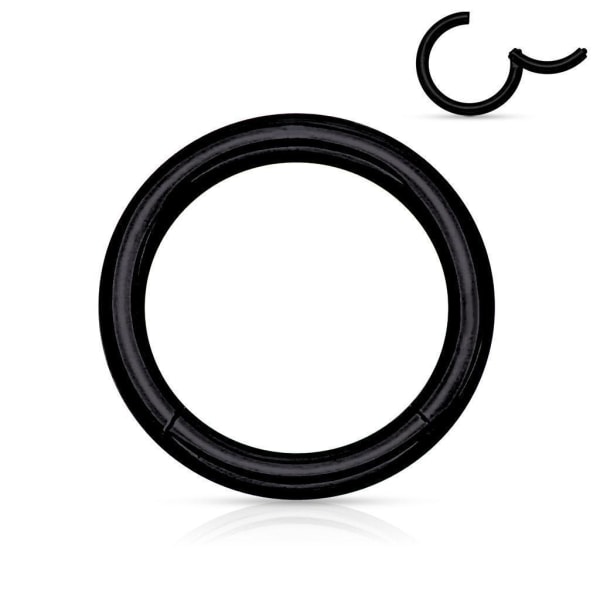 8 mm "Hinged" Segment Piercing Ring i Implant Titanium 1,2 mm tyk Black 2 Svart