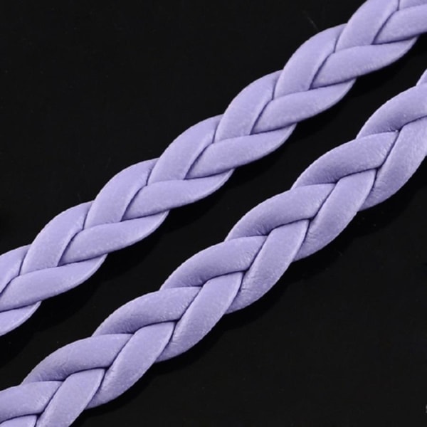 10 mt sildeben håndflettet lilla PU-læder (kunstigt læder) Purple