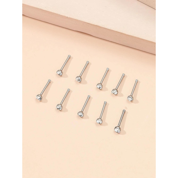 REA___REA___Pack med 10 st. Näspiercing i 316L stål med 2,5mm CZ