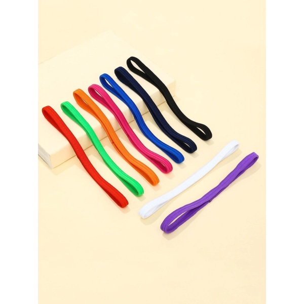 9-pack Färgade hårband i nylon med stretch