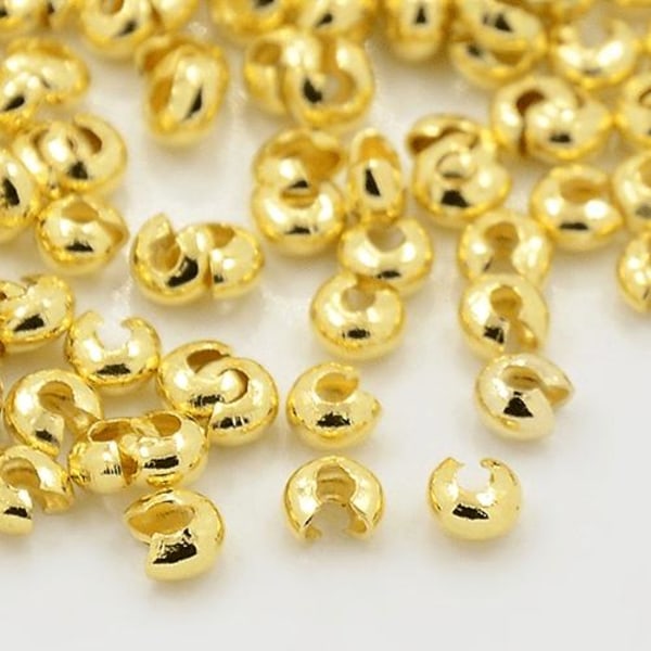 100 Nickelfria Guldpläterade  Täckare till klämpärlor 3 mm. Gold