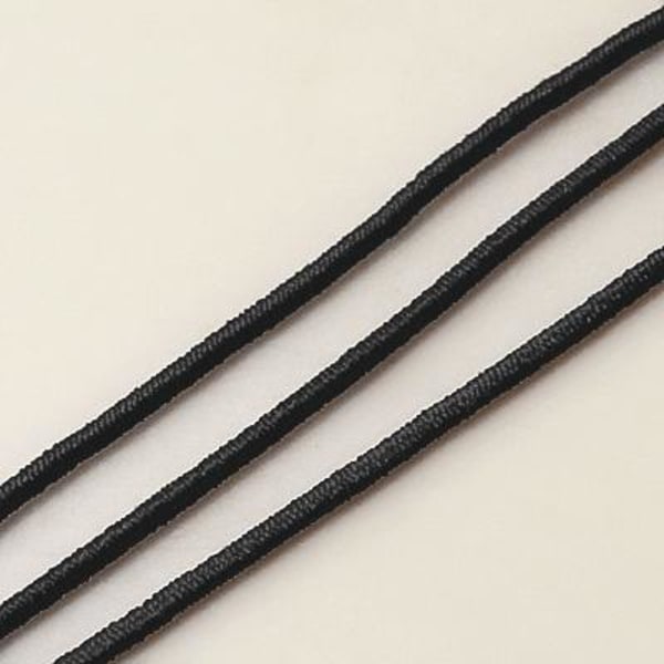 2 X C;a 25 mt. Svart tygklädd elastisk tråd 1 mm. Ø i diameter x 2