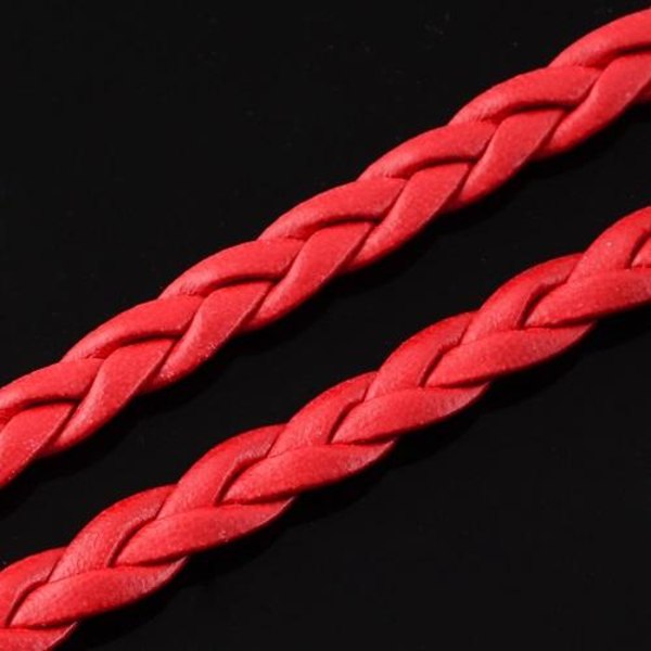 10 mt sildeben håndflettet rødt PU-læder (kunstigt læder) Red