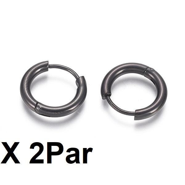 Note 2 par 12-13 mm Hoops øreringe i sort 316L kirurgisk stål Black