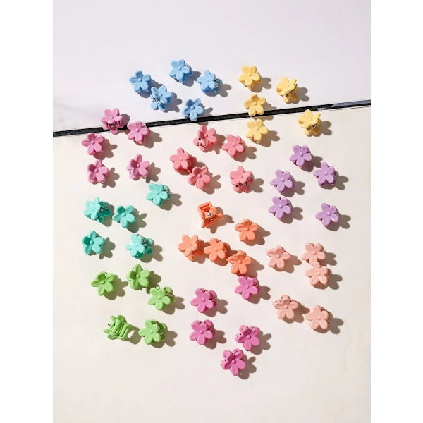 50 st.Blomformade Hårklämmor 14x14 mm i Blandande Ljusa färger