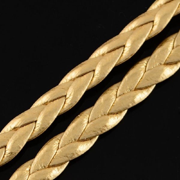 10 mt kalanruoto käsin punottu kullanvärinen PU-nahka (keinotekoinen nahka) Gold