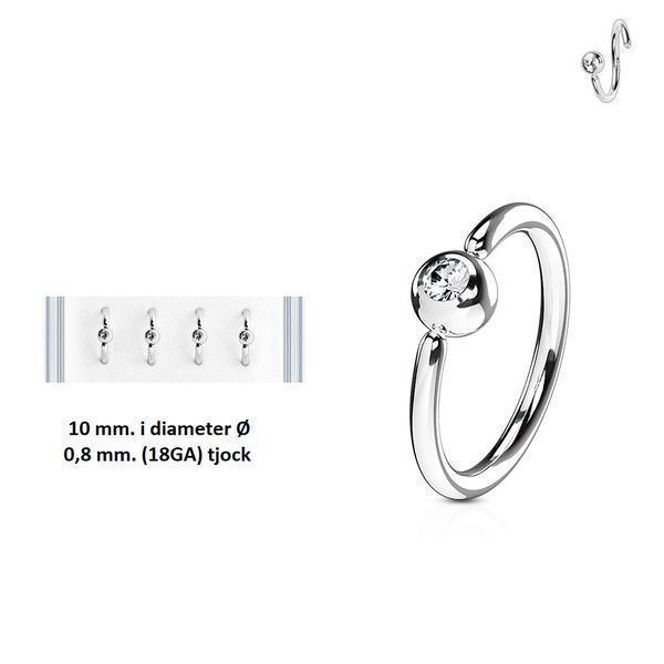 Piercing ring i Titanium-IP 316L kirurgisk stål med 3 mm. CZ