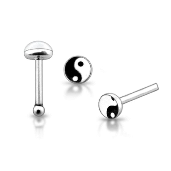 1 st. Näspiercing i silver med med emaljerad Yin Yang tecken (r)