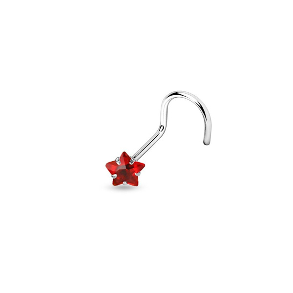 1 påskruet næsepiercing i 316L stål med 3 mm stjerneformet Red CZ