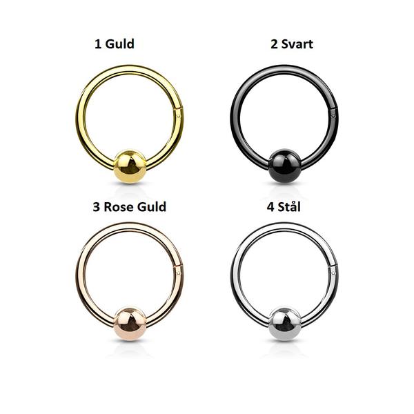 8 mm Segment Ring i IP 316L kirurgiskt stål med kula Guld
