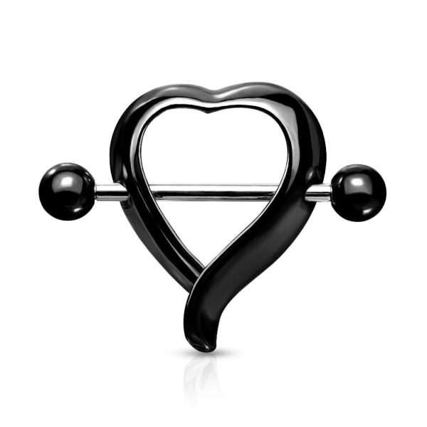 Hjerteformet Nipple Shield Ring i sort 316L stål Black