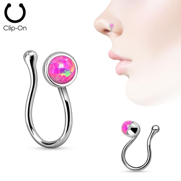 Clip On Opal Gem Non Piercing Nose Clip (Fake) 1 Blå opal