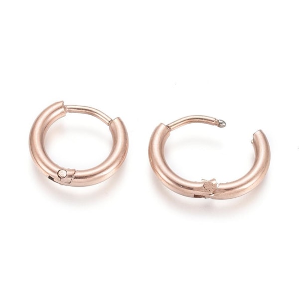 2 par 12-13 mm Hoops øreringe i Rose Gold 316L kirurgisk stål Pink gold